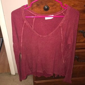 NWOT red/burgundy long sleeved waffle shirt